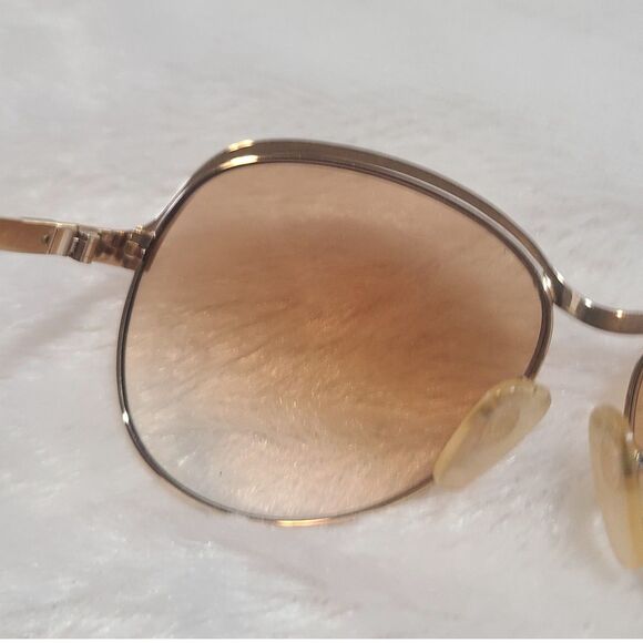 Yves Saint Laurent Oversized Gold & Red Gradient 80s Vintage Sunglasses w/ Case - Picture 11 of 12